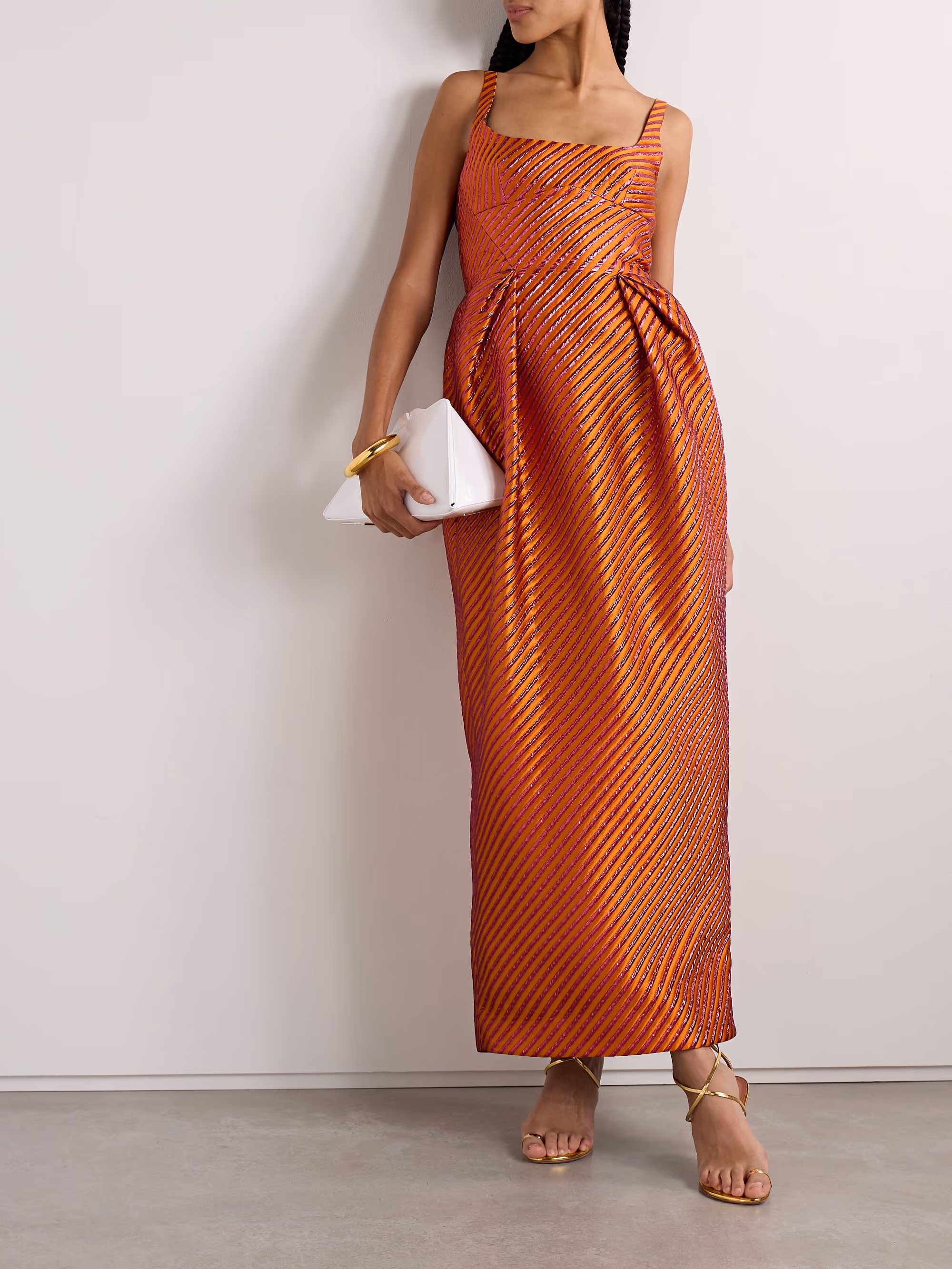 orange-midi-dress-wedding-guest-outfit-summer